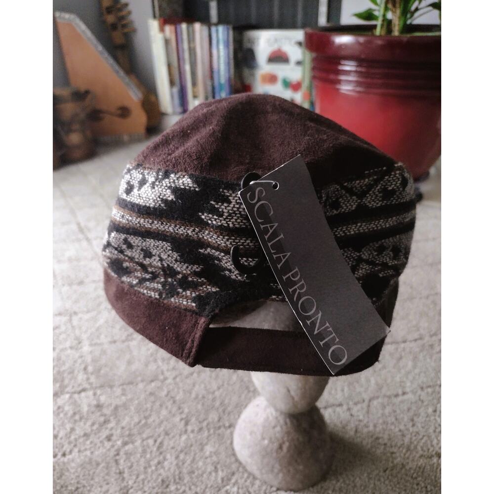 NWT Scala Multi-color Blanket Wool Cadet Cap Hat - Picture 5 of 7